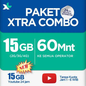 Paket Data XL Xtra Combo - Xtra Combo 30GB All=15GB+15GB Youtube+40Menit AllOp 24Jam 30Hr